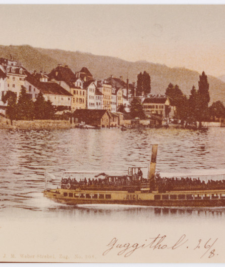 Archivaufnahme des Rigidampfers auf dem Zugersee aus 1905 als Zeichnung