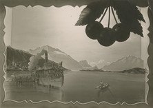 Archivaufnahme Alter Rigi Dampfer auf dem Zugersee gezeichnet