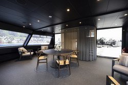 Panorama saloon of the MS Rigi with new lounges and backlit murals.